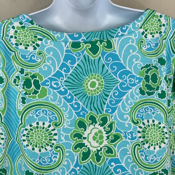 Talbots Floral Top Women XLarge Beachy Coastal Mosaic Floral Print Casual Travel - Picture 6 of 10